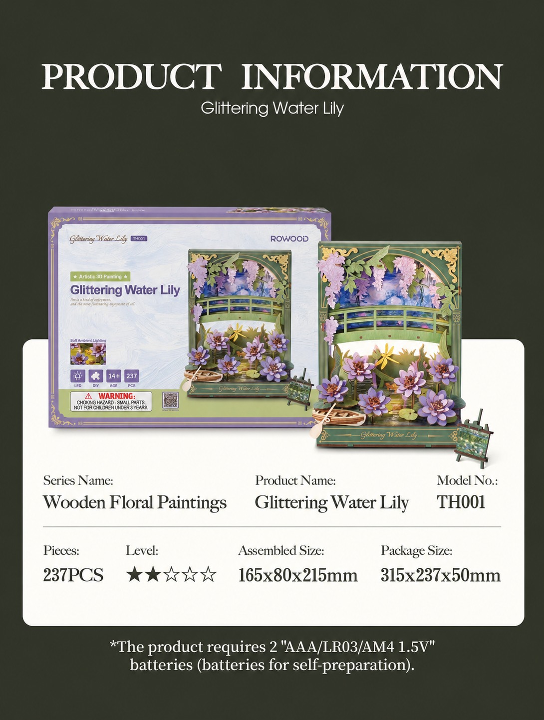 Rowood Glittering Water Lily TH001 cover avec moonlit garden scene