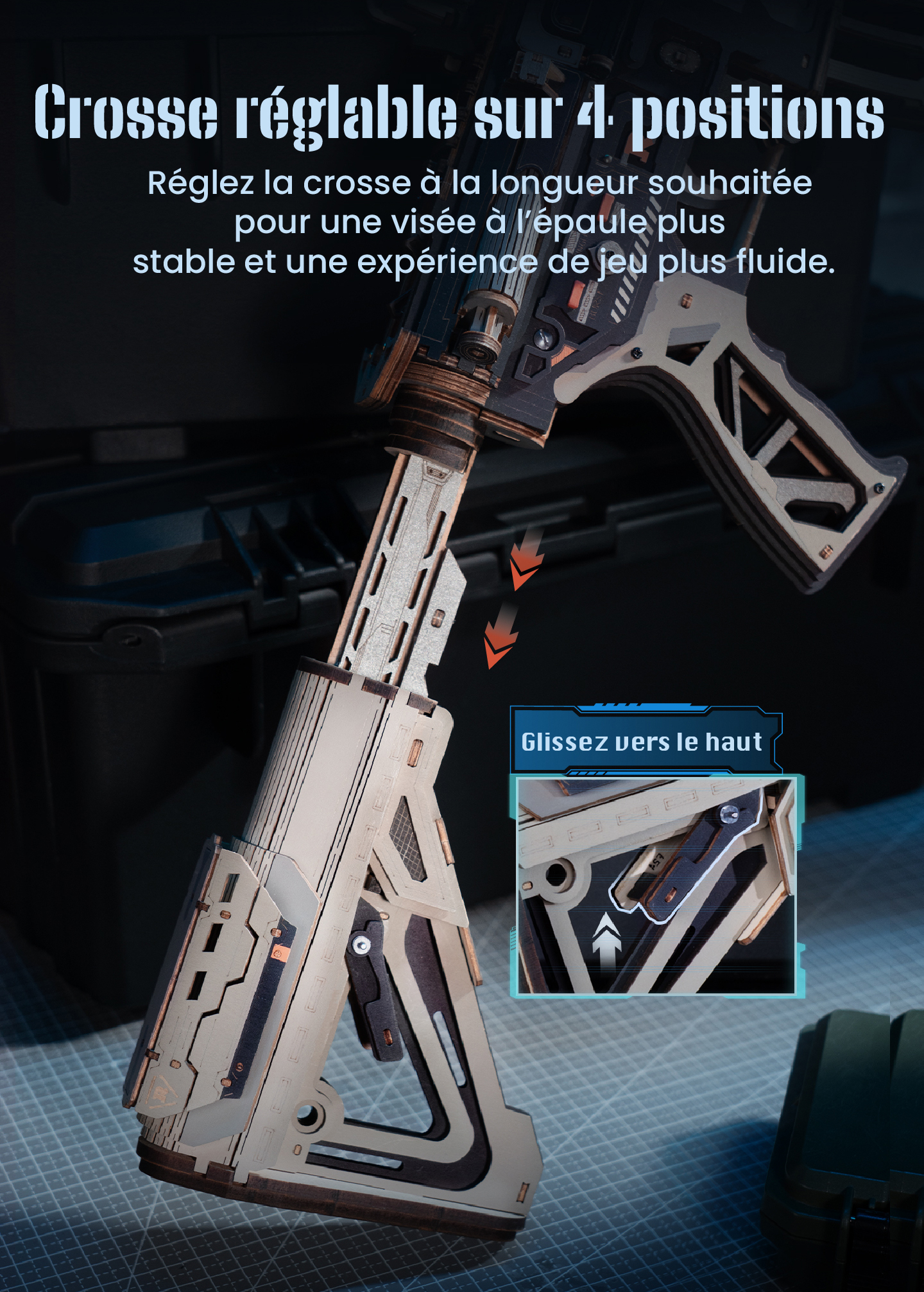 Modèle terminé et présentation détaillée de Carabine ROKR M416 LQB02 - Kit de Puzzle 3D en Bois, SKU LQB02