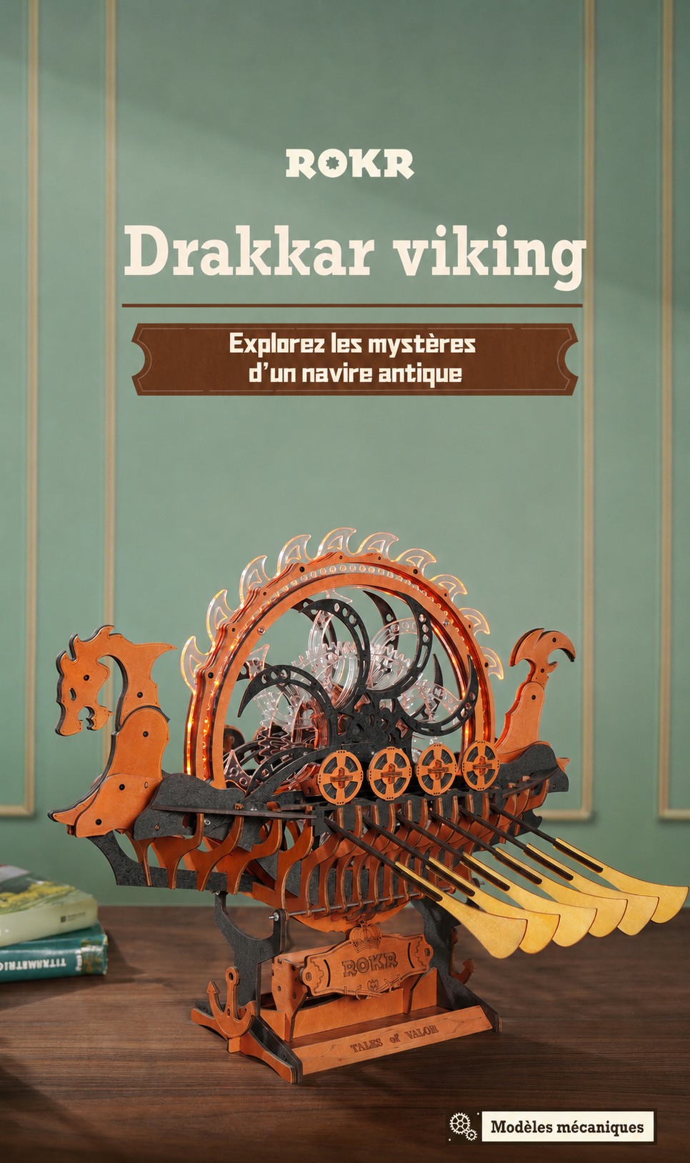 ROKR Viking Dragon Ship LK802 cover avec dragon spine et oars