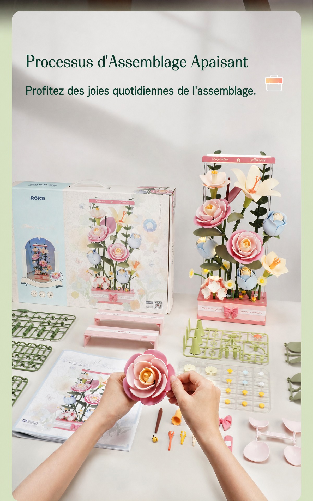 ROKR Blooming Bouquet Box AF01D cover avec pastel floral art arrangement
