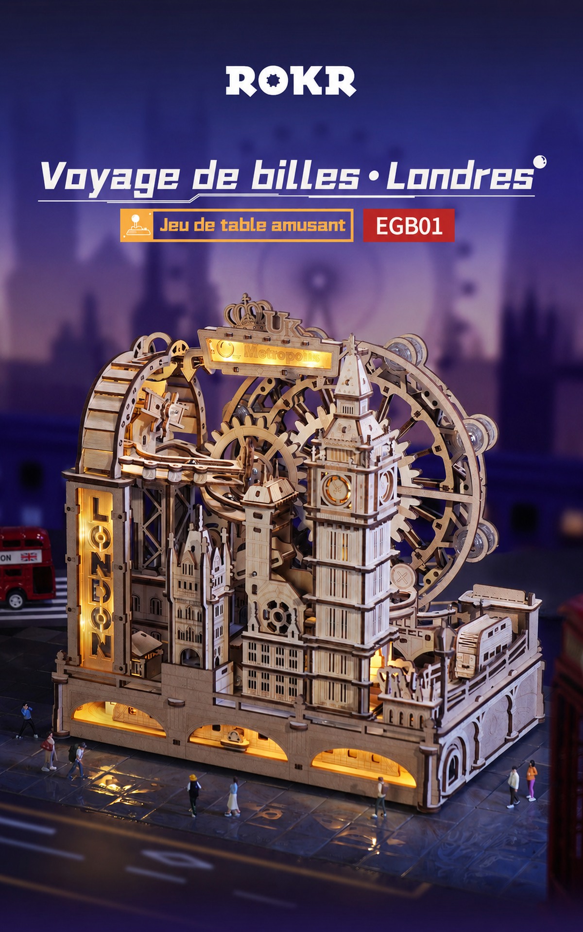 ROKR Marble Travel London EGB01, visuel principal du circuit de billes avec Big Ben