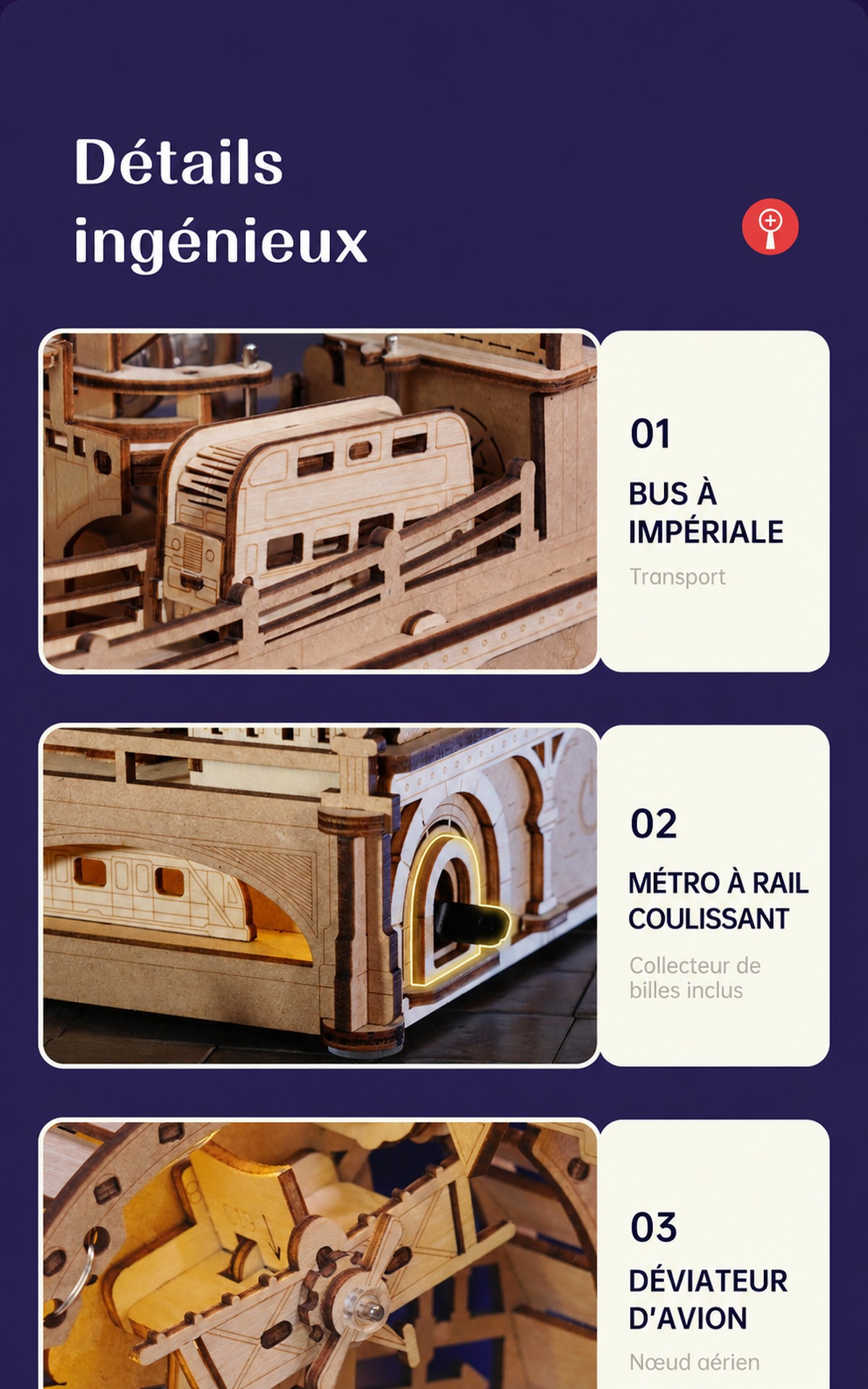ROKR Marble Travel London EGB01, détails ingénieux du bus, du métro et du diviseur