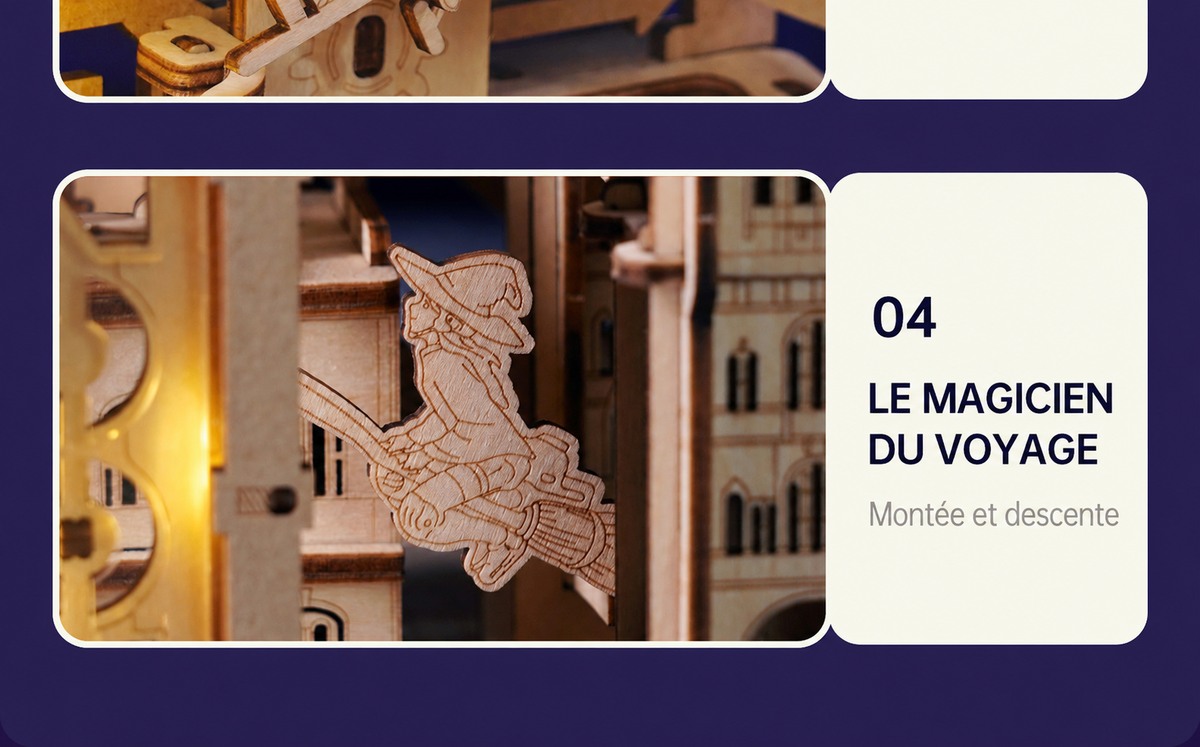 ROKR Marble Travel London EGB01, détails du magicien du voyage et des éléments décoratifs