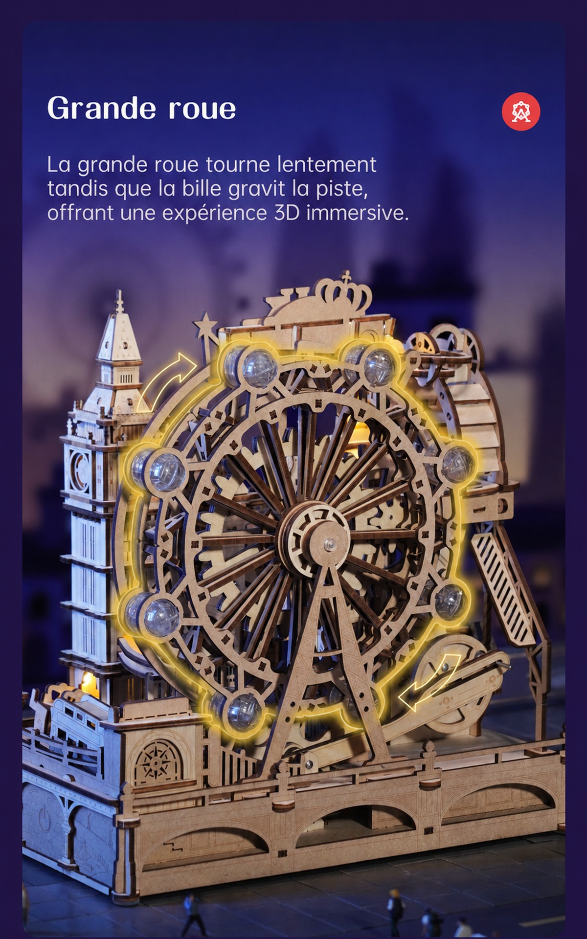 ROKR Marble Travel London EGB01, grande roue animée par le mouvement des billes