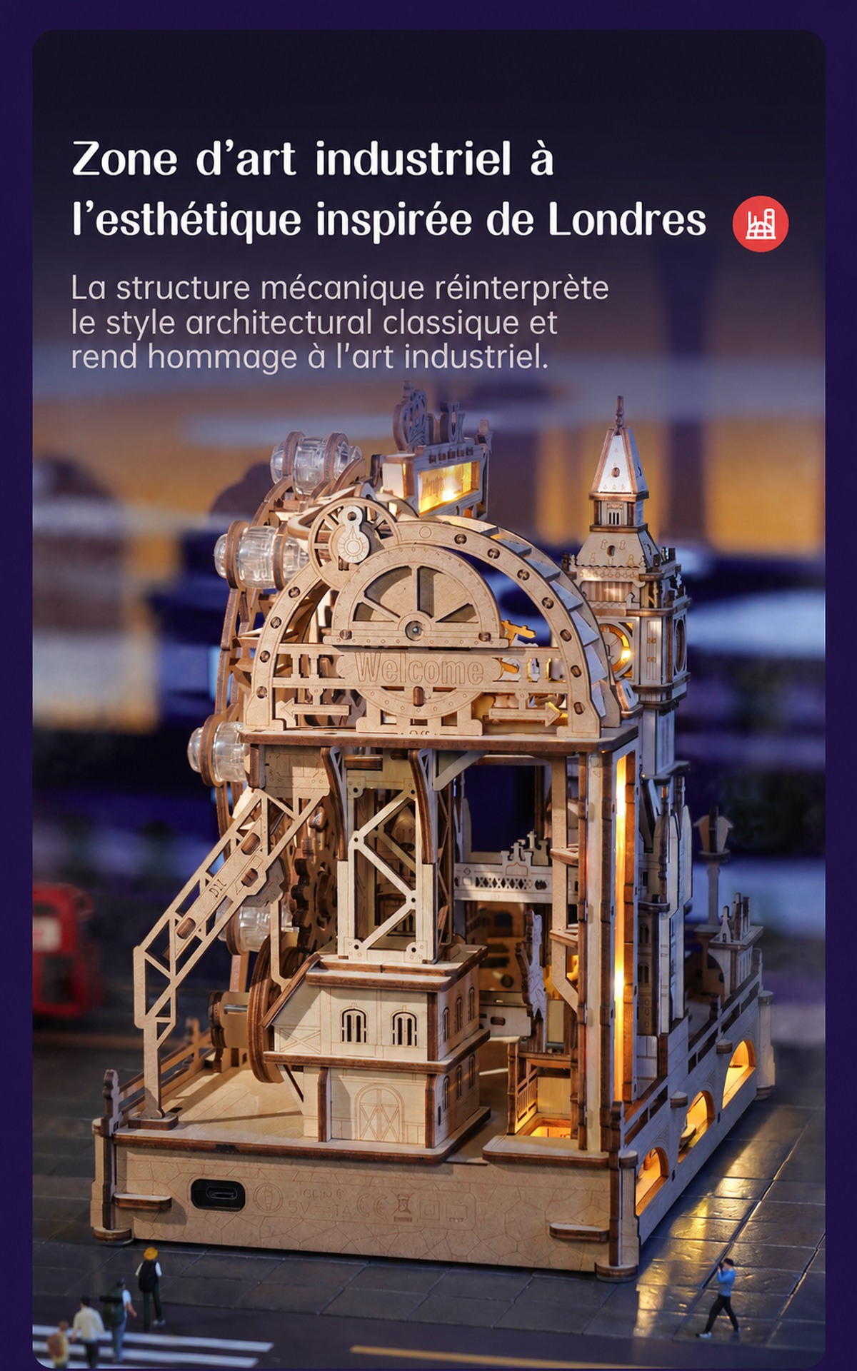 ROKR Marble Travel London EGB01, structure mécanique au style industriel londonien