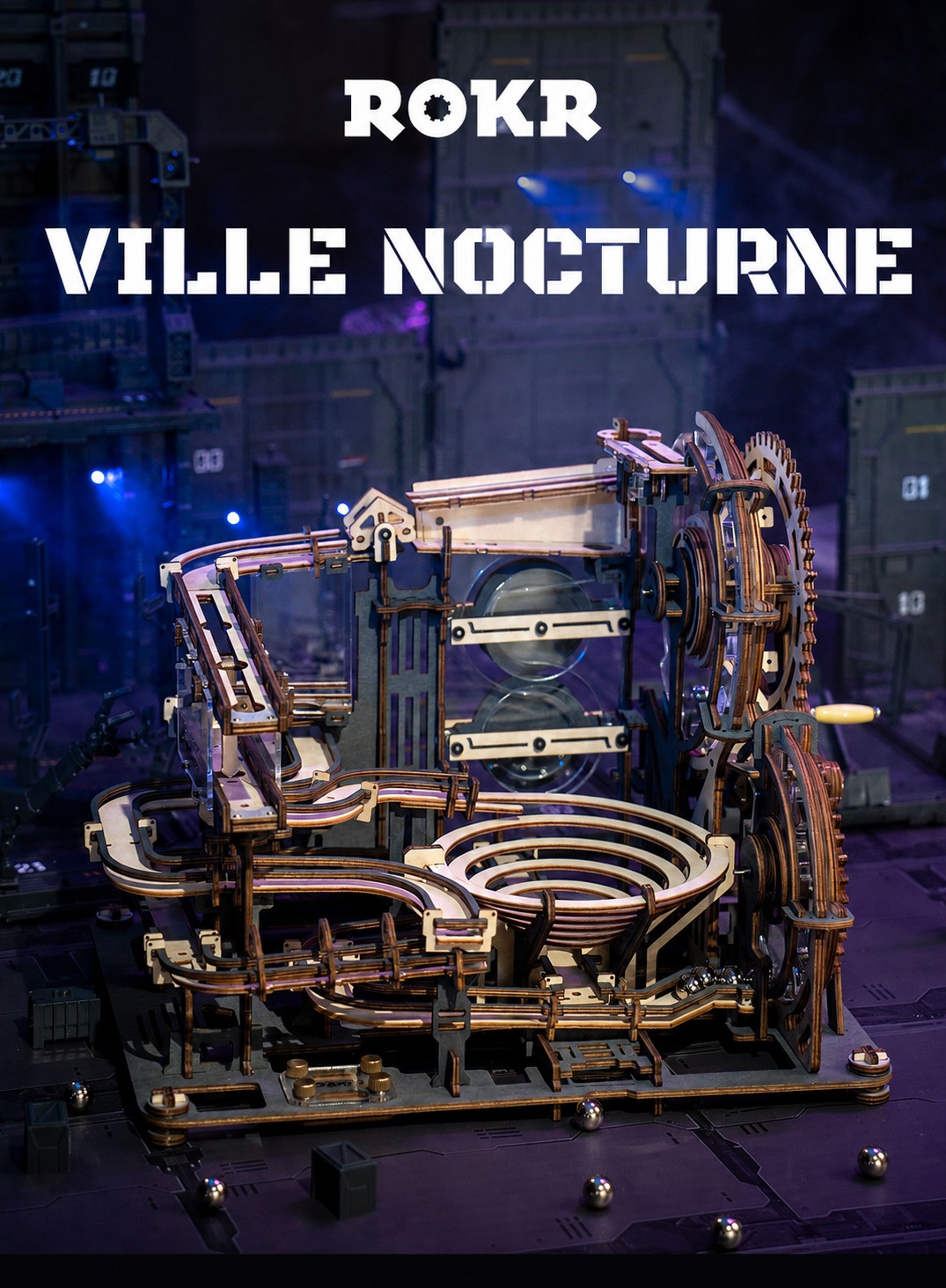 ROKR Marble Night City LGA01, affiche principale du circuit de billes nocturne