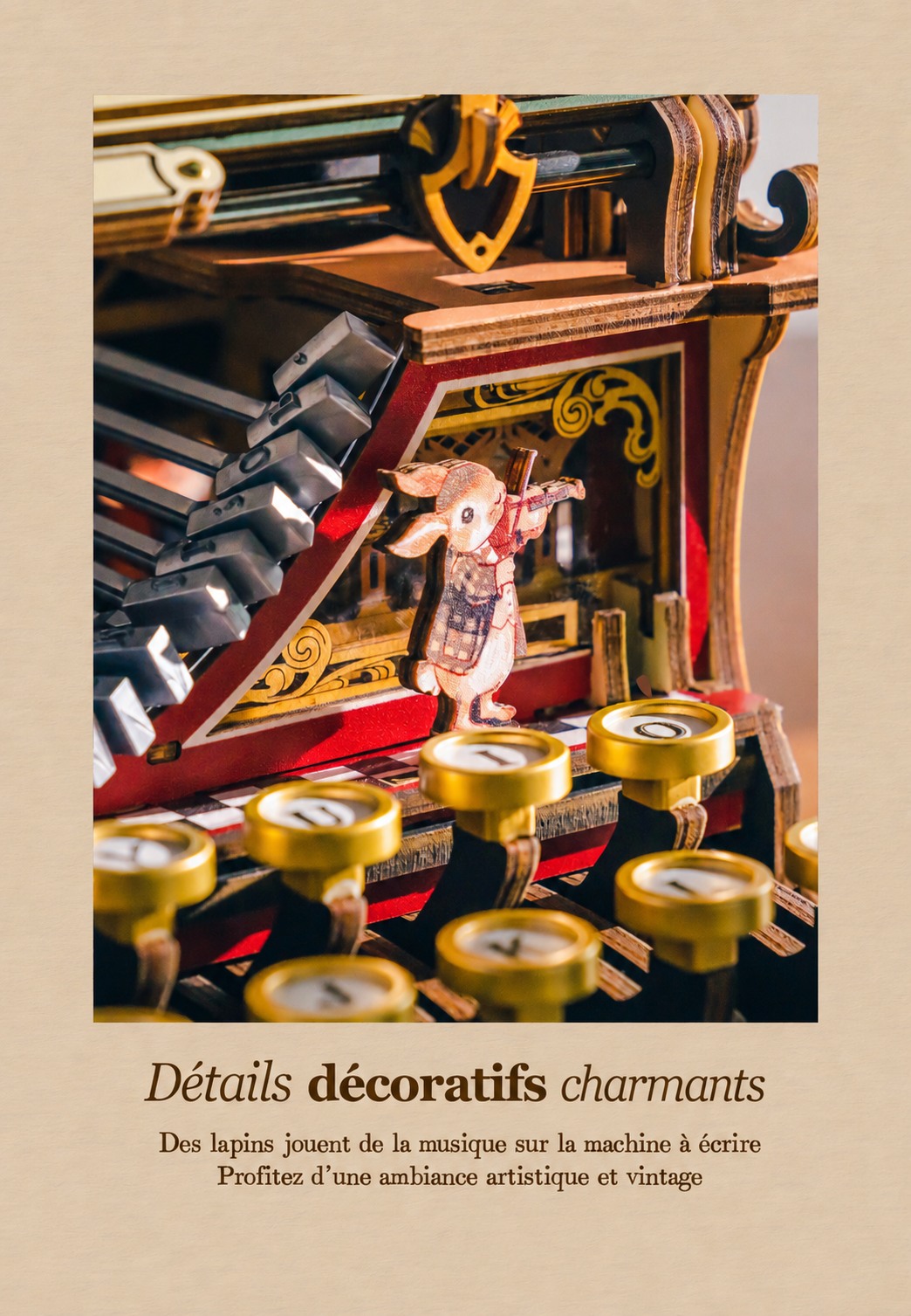 Mechanical Typewriter LK703C decorative side panel et key details