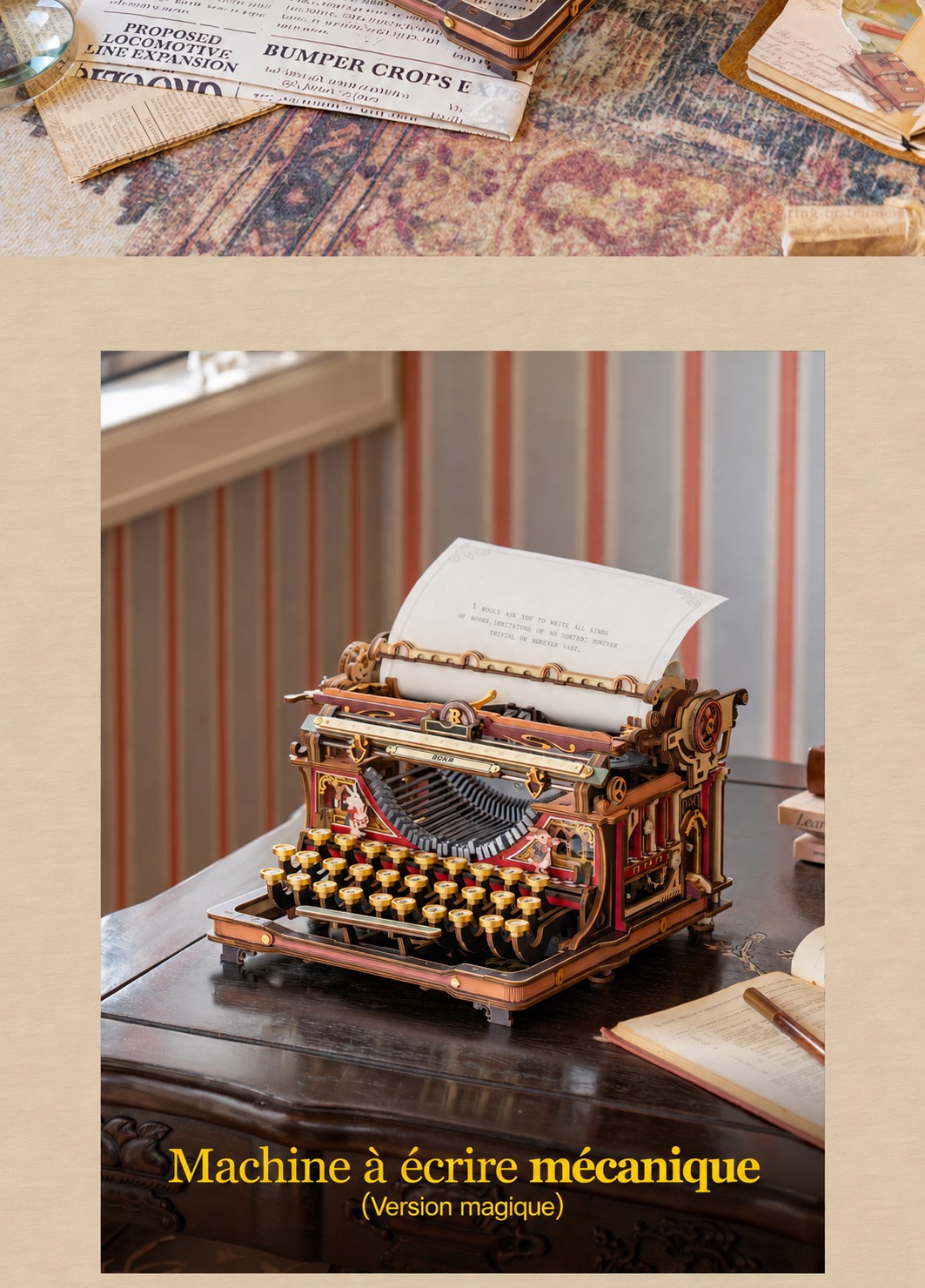 Mechanical Typewriter LK703C vertical model presentation affiche