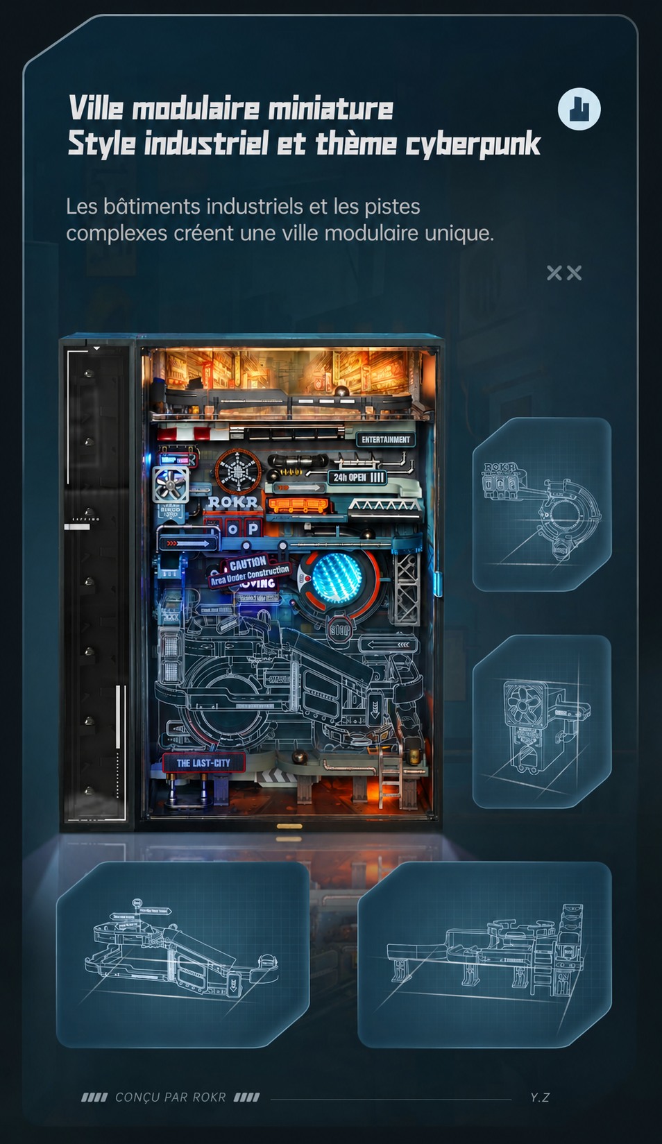ROKR The Last City - circuit de billes mecanique puzzle 3D MR01S, visuel de detail 2