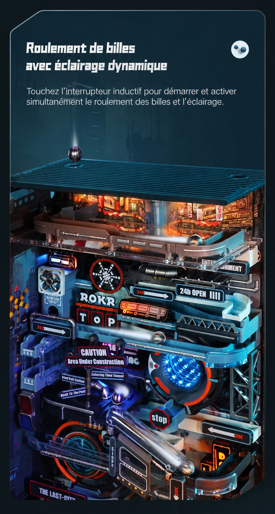 ROKR The Last City - circuit de billes mecanique puzzle 3D MR01S, visuel de detail 3