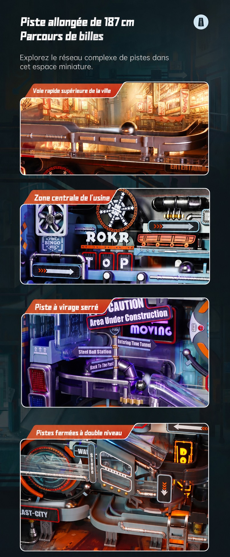 ROKR The Last City - circuit de billes mecanique puzzle 3D MR01S, visuel de detail 6