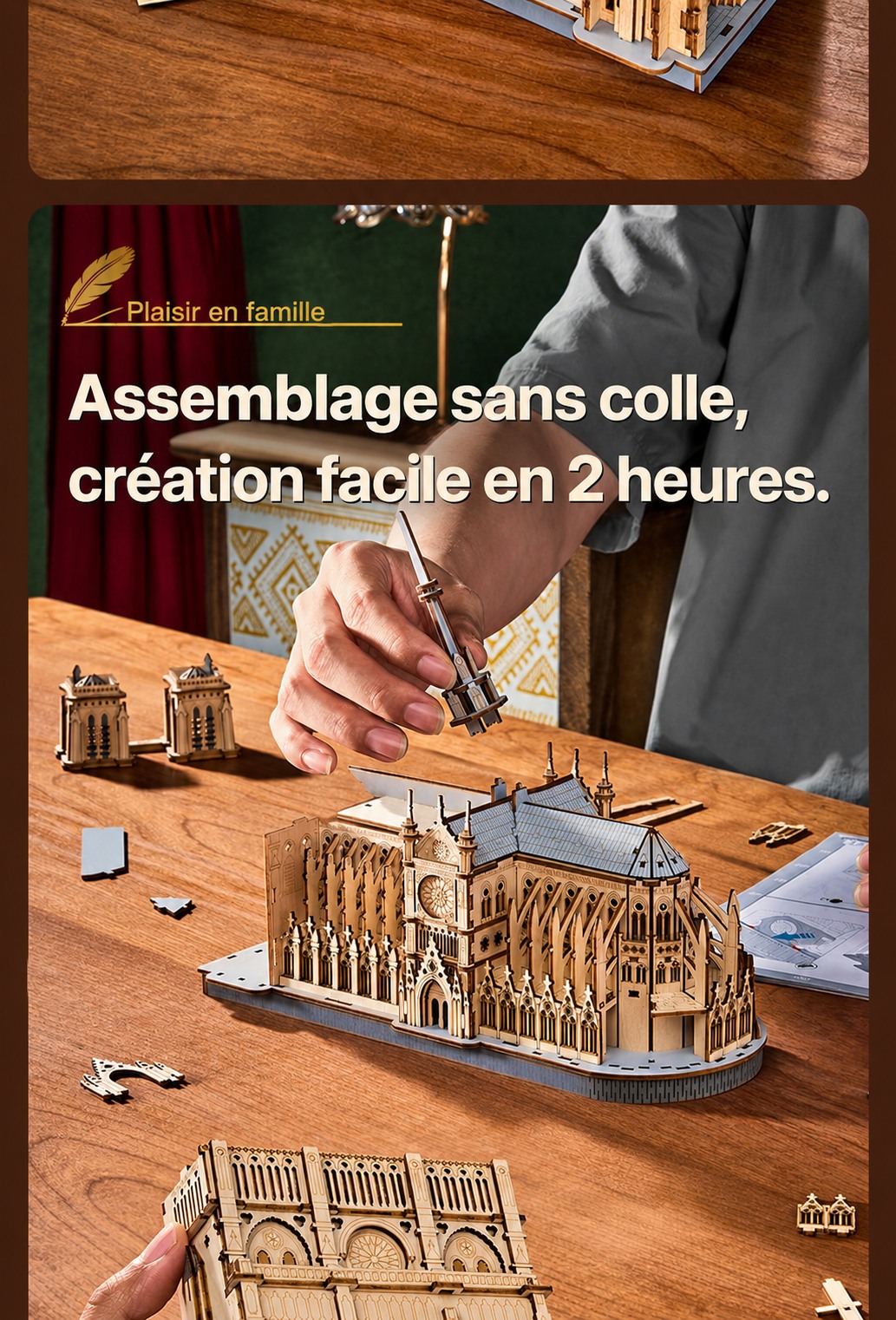 Rowood Cathedrale de Paris - puzzle 3D en bois TG511, visuel de detail 3