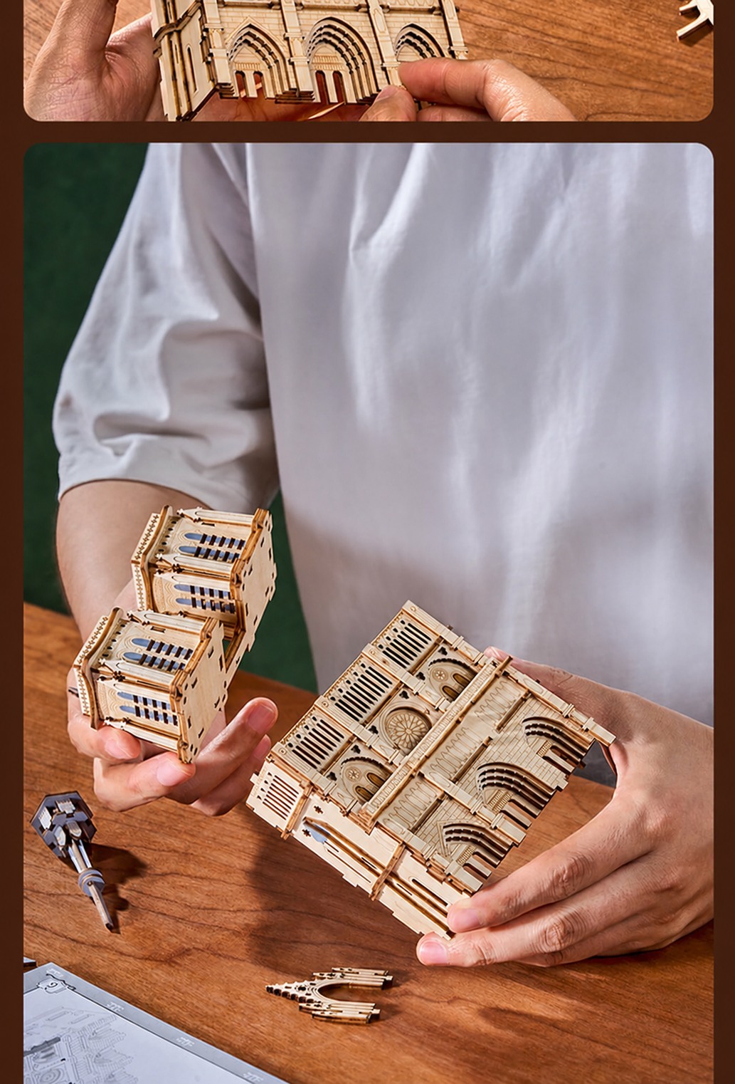 Rowood Cathedrale de Paris - puzzle 3D en bois TG511, visuel de detail 4