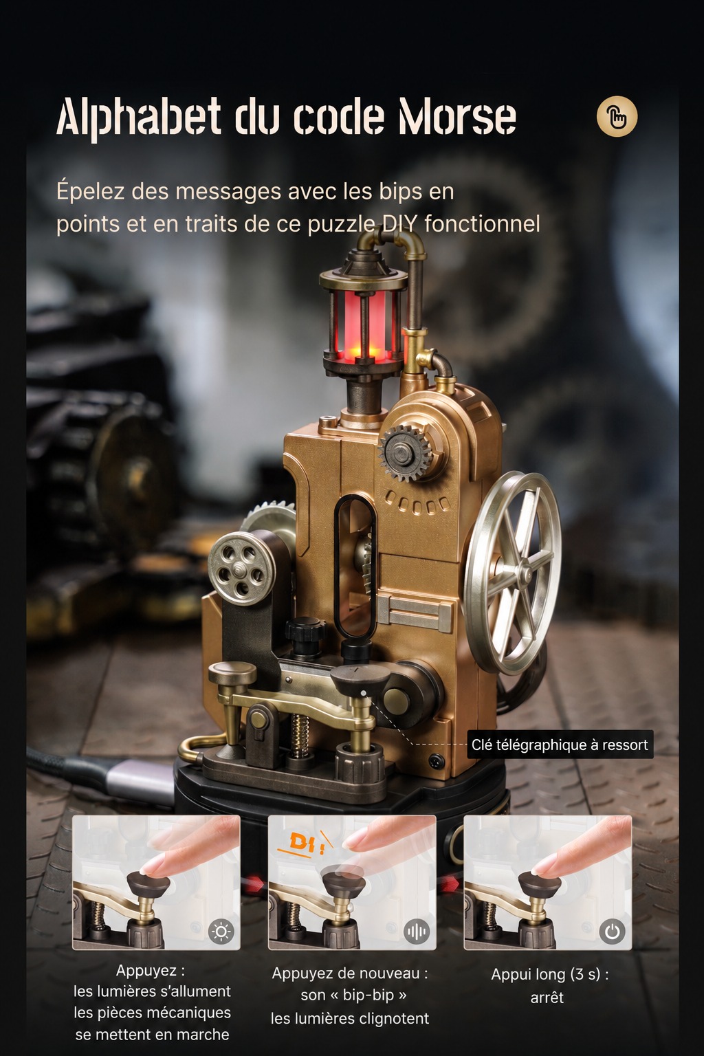 ROKR Helicoptere de Leonard de Vinci - puzzle 3D mecanique CGL01, visuel de detail 10