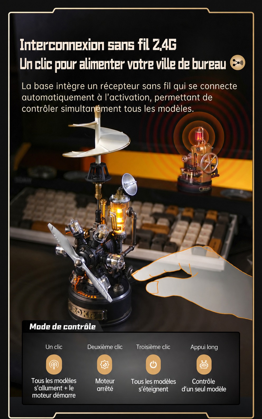 ROKR Helicoptere de Leonard de Vinci - puzzle 3D mecanique CGL01, visuel de detail 13
