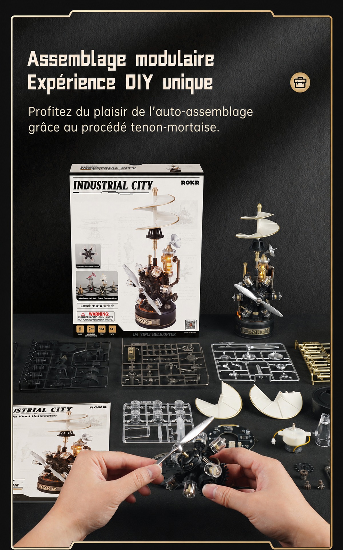 Da Vinci Helicopter steam-breathing lighthouse guideway avec venting detail