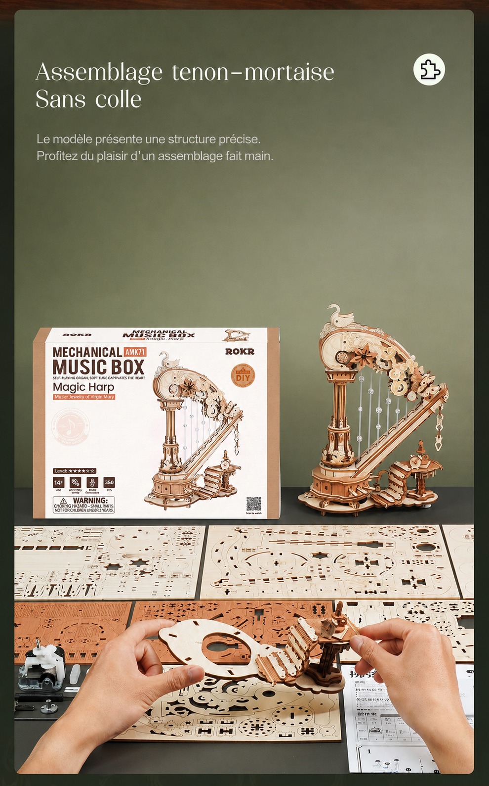 Magic Harp mortise et tenon assemblage avec instruction sheet et parts