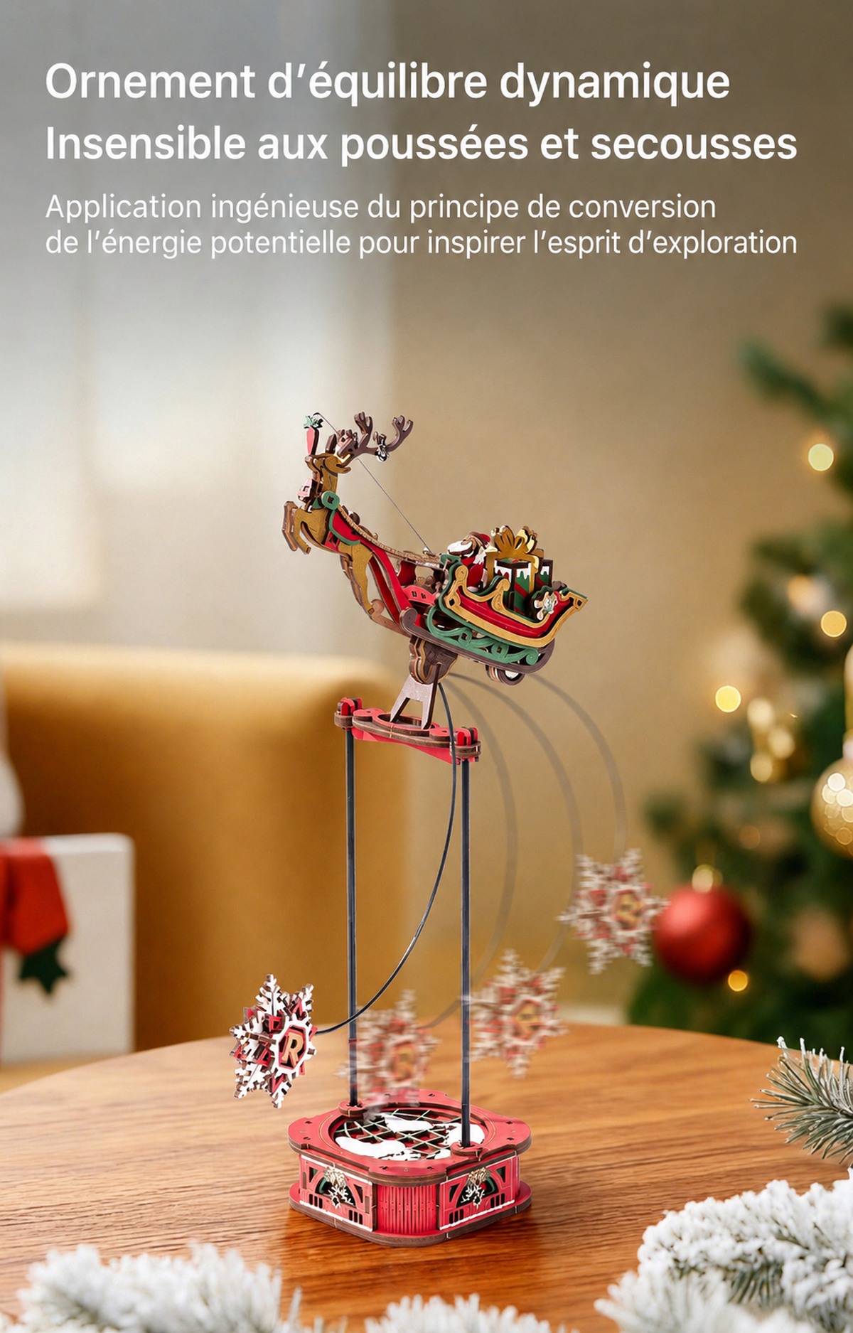 ROKR Santa on Sleigh - jouet pendule puzzle 3D MCD05, visuel de detail 2