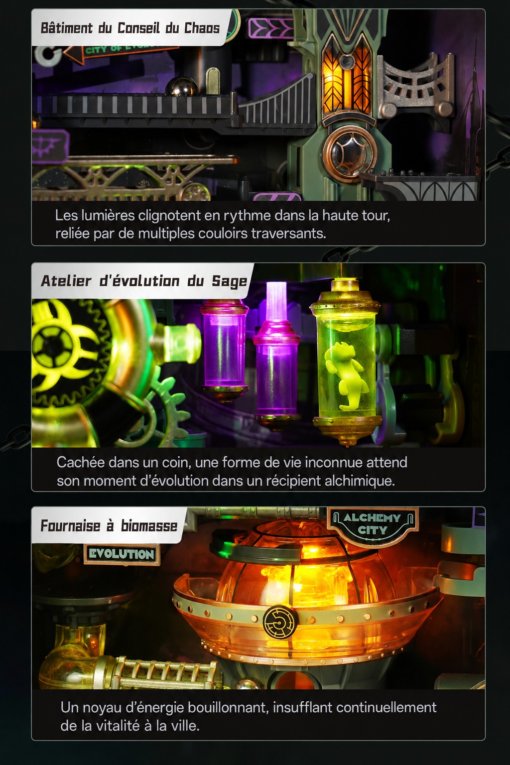 Alchemy City track avec purification channel et crystal layer details