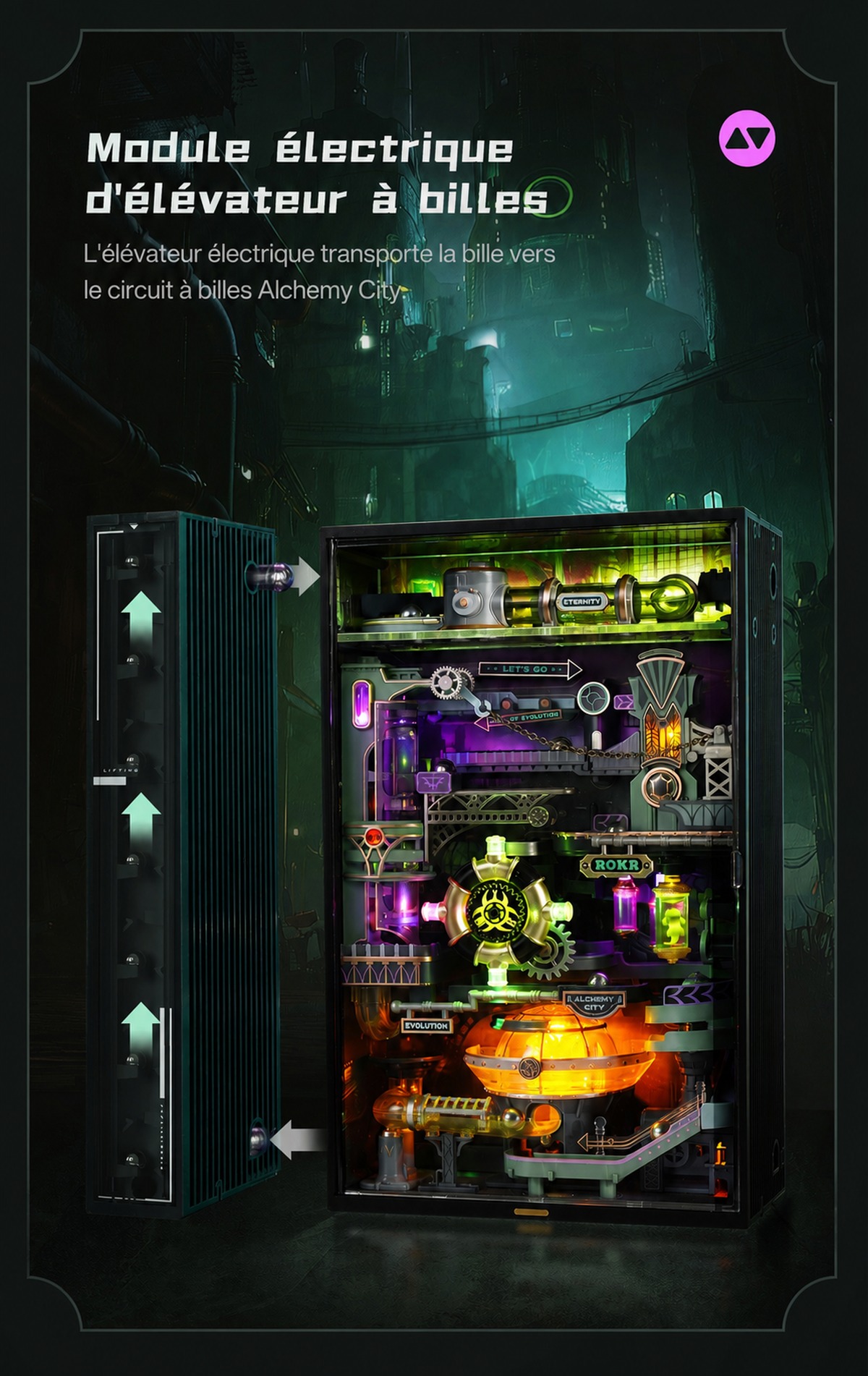 ROKR Alchemy City - circuit de billes mecanique puzzle 3D MR04S, visuel de detail 9