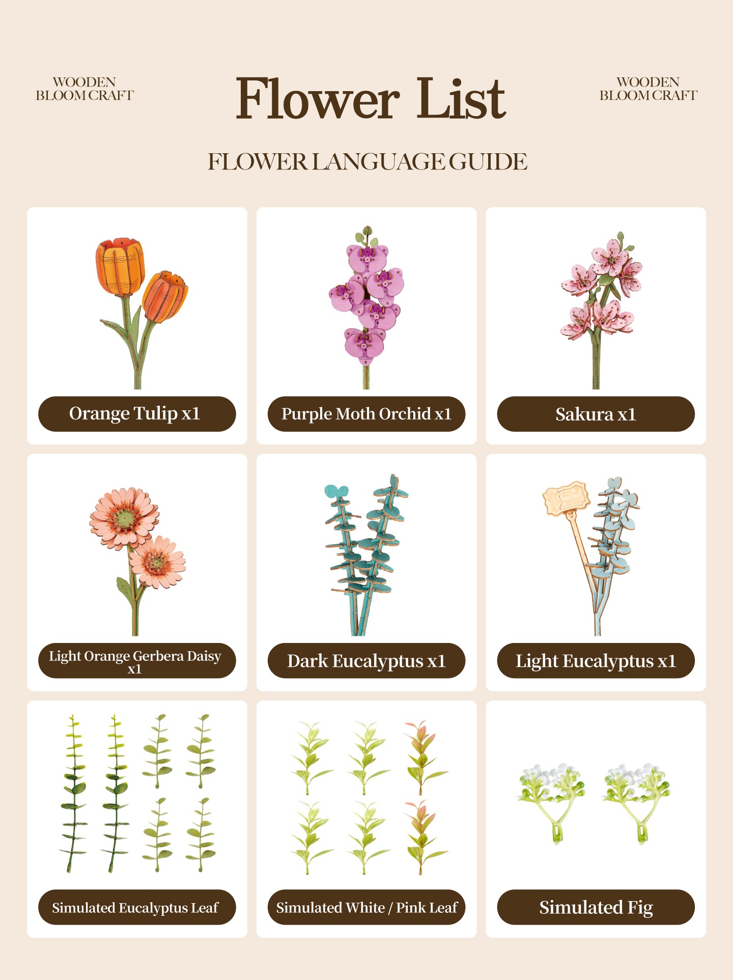 Rowood Wooden Blooming Book - fleur DIY puzzle 3D TW04H, visuel de detail 11