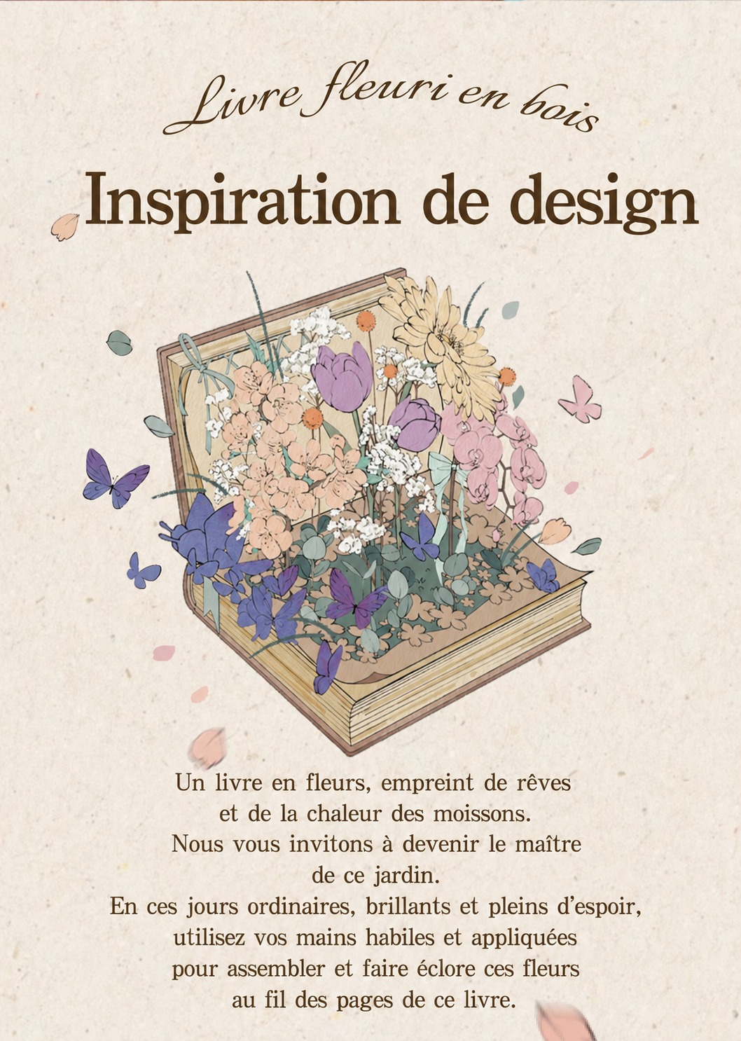 Rowood Wooden Blooming Book - fleur DIY puzzle 3D TW04H, visuel de detail 5