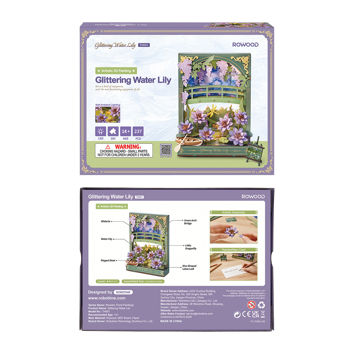 Rowood Glittering Water Lily TH001 emballage recto et verso avec détails du produit