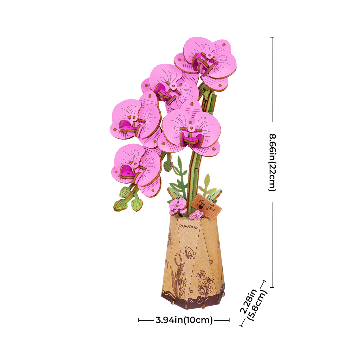 Rowood – fleur en bois à faire soi-même, orchidée papillon violette, TW091