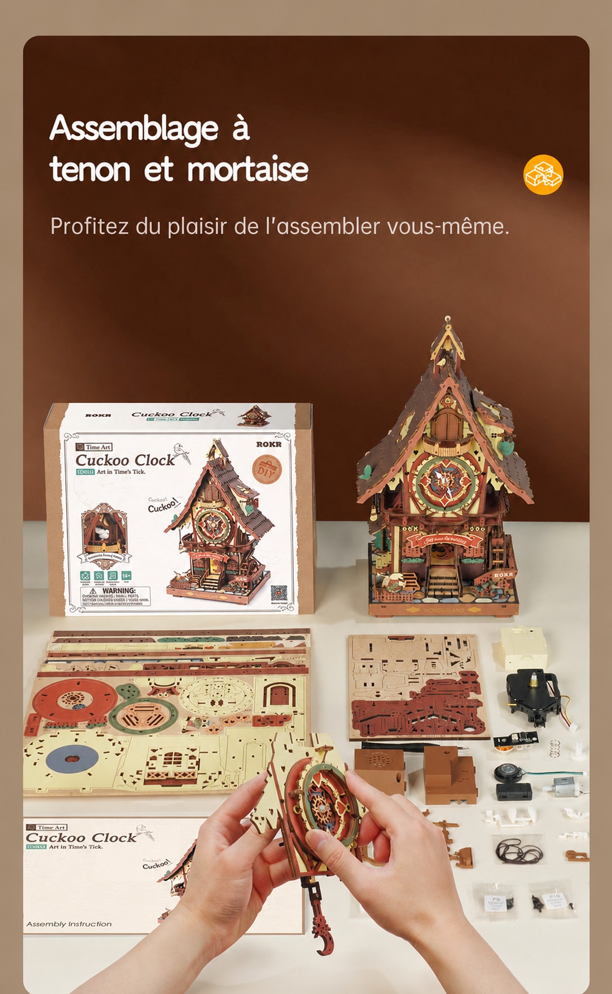 ROKR Cuckoo Clock cover avec detailed wooden house et forest theme