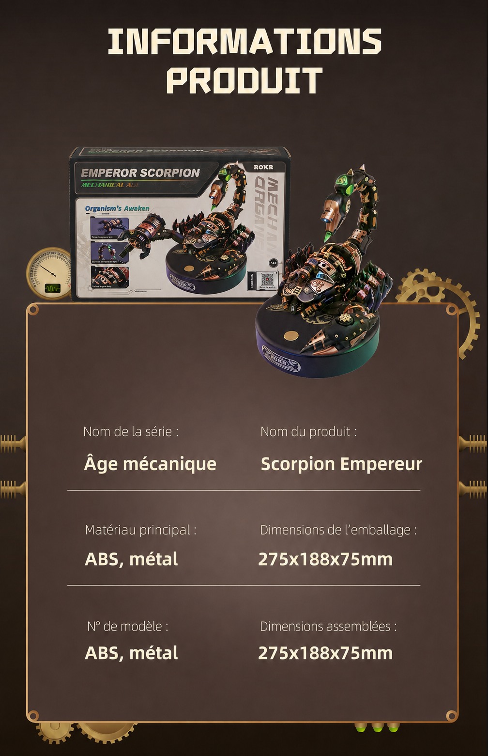ROKR Emperor Scorpion MI04 organisms awaken title affiche