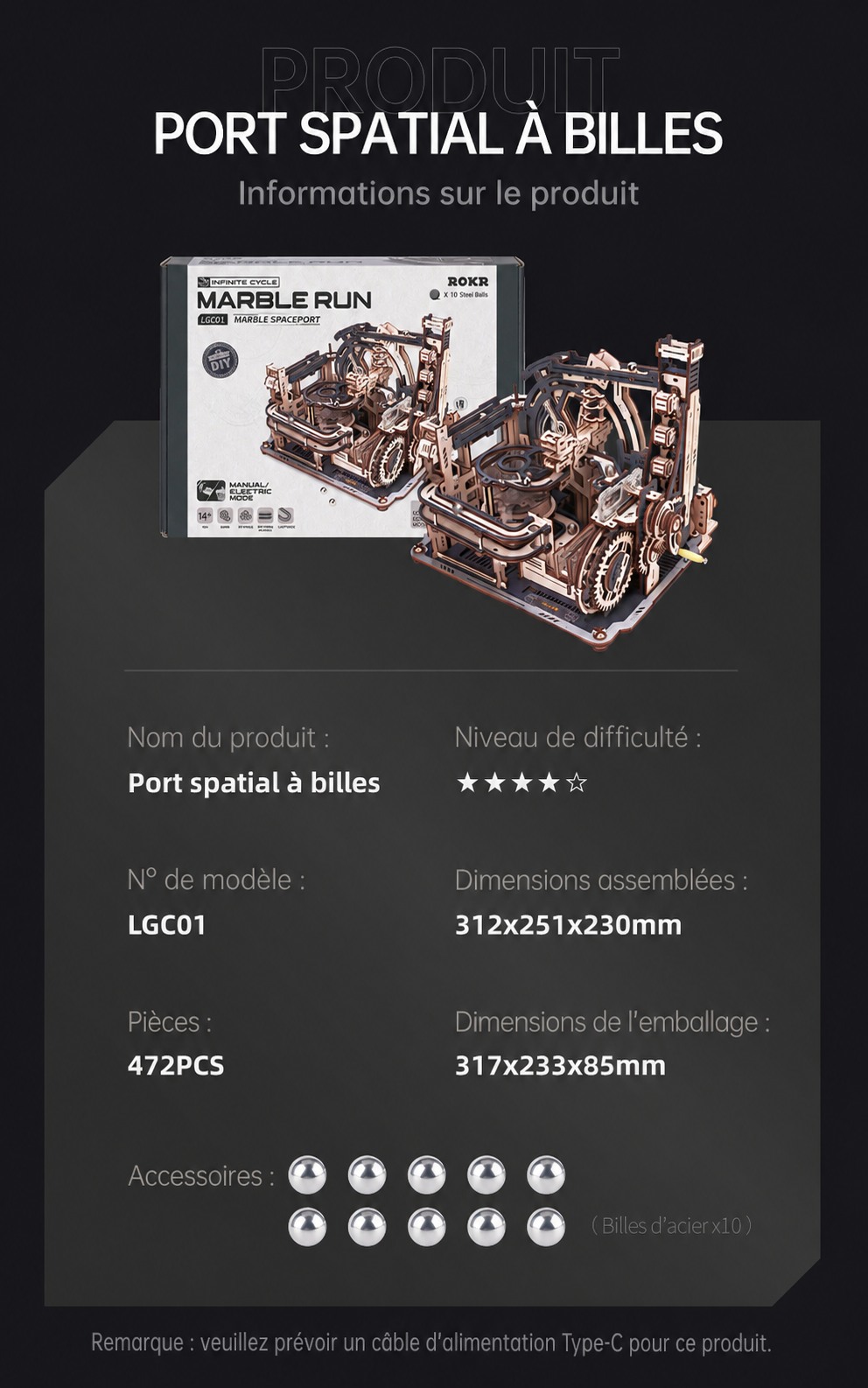 ROKR Marble Run Link Pack LG01, informations produit et accessoires de connexion