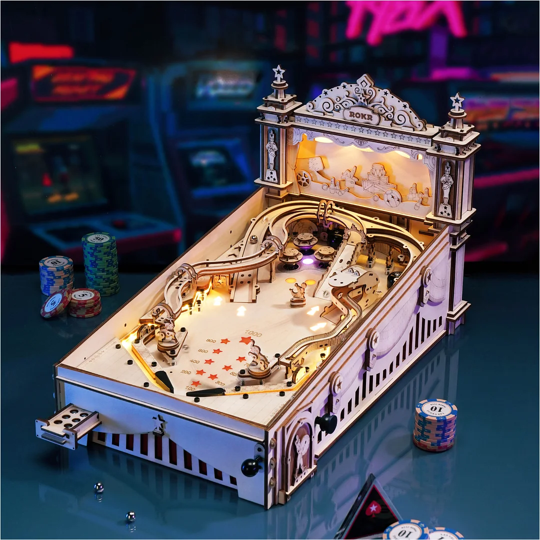 Machine de flipper 3D ROKR Puzzle 3D en bois EG01