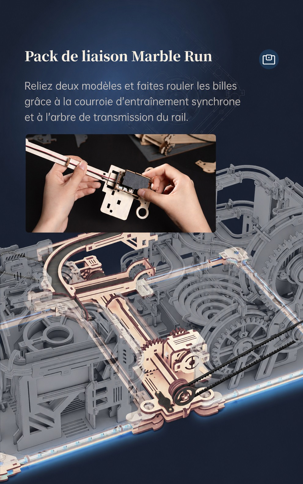 ROKR Marble Spaceport LGC01, informations produit avec 472 pieces et taille assemblee