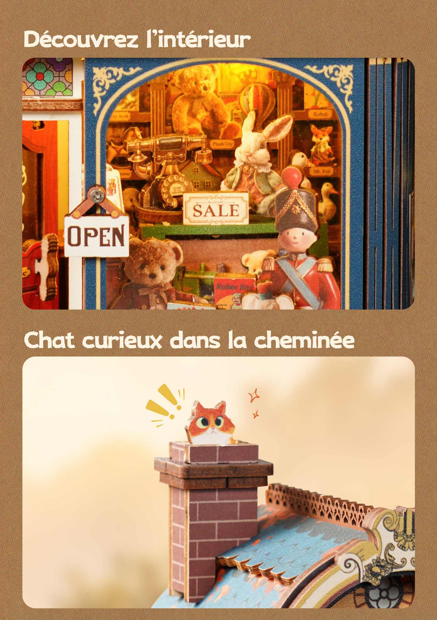 Modèle terminé et présentation détaillée de ROKR Happyduke Toys EAM01 - Maquette en Bois 3D, SKU EAM01