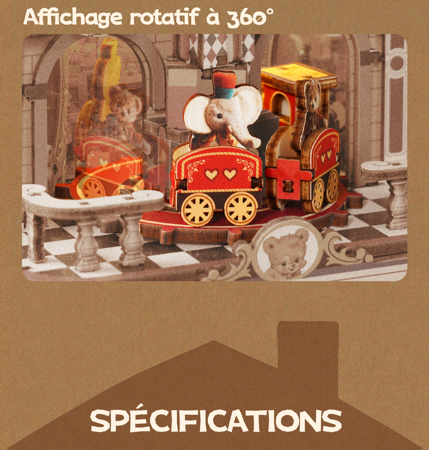 Modèle terminé et présentation détaillée de ROKR Happyduke Toys EAM01 - Maquette en Bois 3D, SKU EAM01