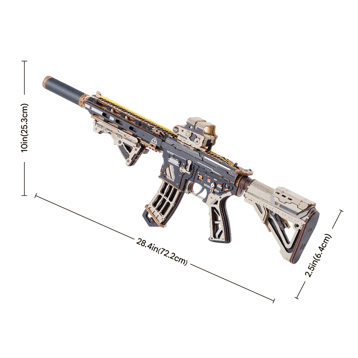 Vue produit supplémentaire 8 de Carabine ROKR M416 LQB02 - Kit de Puzzle 3D en Bois, SKU LQB02