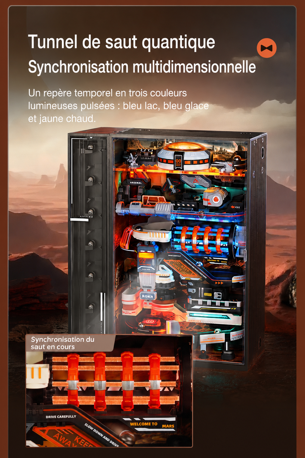 Modèle terminé et présentation détaillée de ROKR Avant-poste Martien MR05S - Circuit de billes mécanique 3D, SKU MR05S