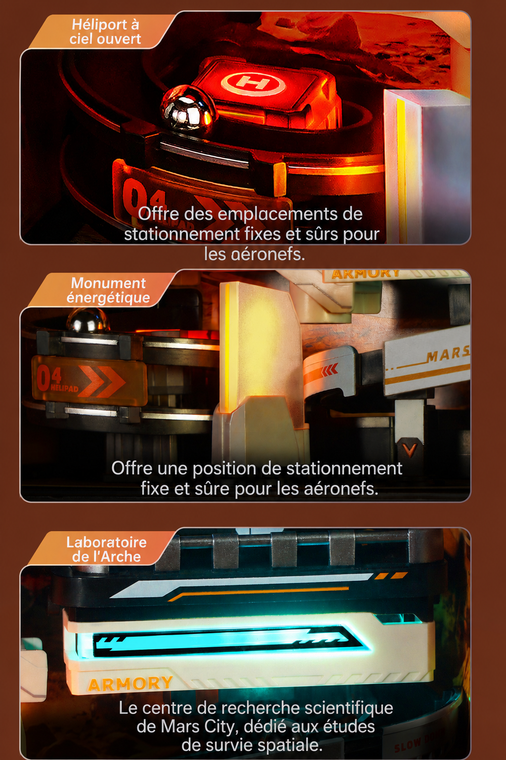 Modèle terminé et présentation détaillée de ROKR Avant-poste Martien MR05S - Circuit de billes mécanique 3D, SKU MR05S