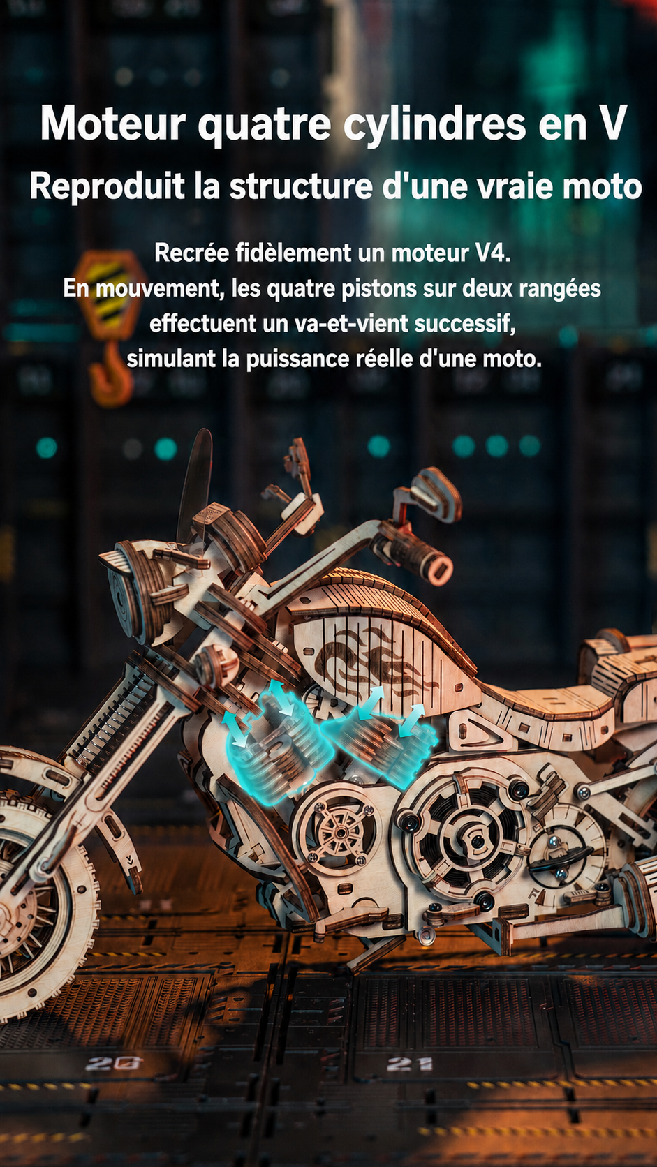 ROKR Cruiser Motorcycle - puzzle 3D en bois LK504, affiche principale du produit