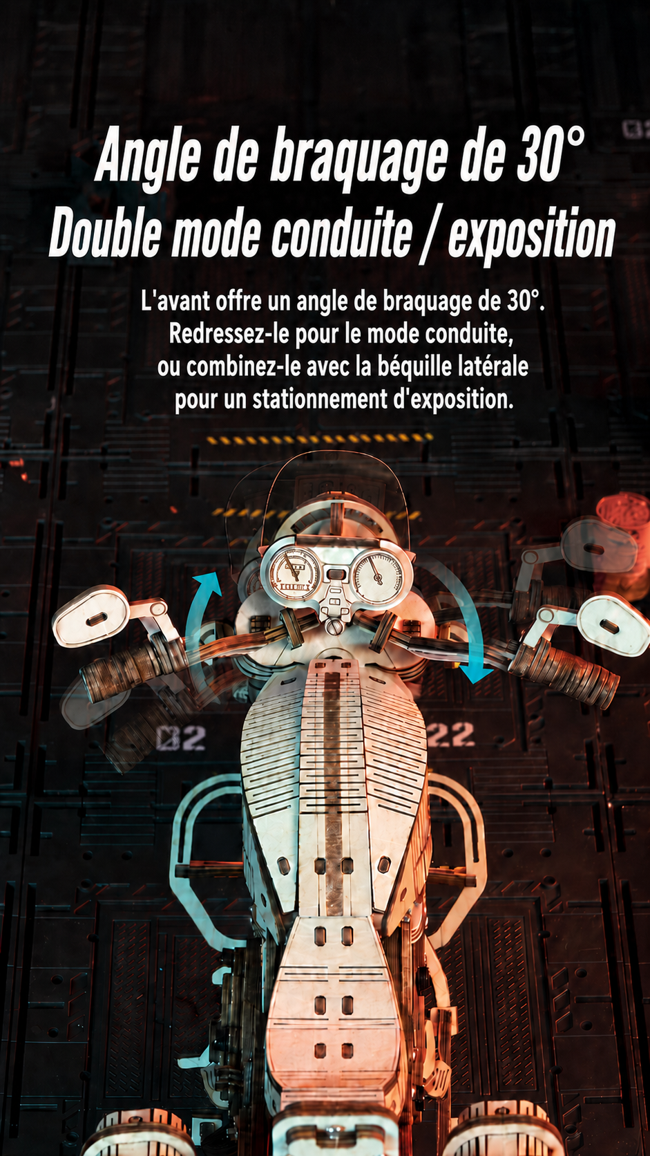 ROKR Cruiser Motorcycle - puzzle 3D en bois LK504, visuel de detail 4