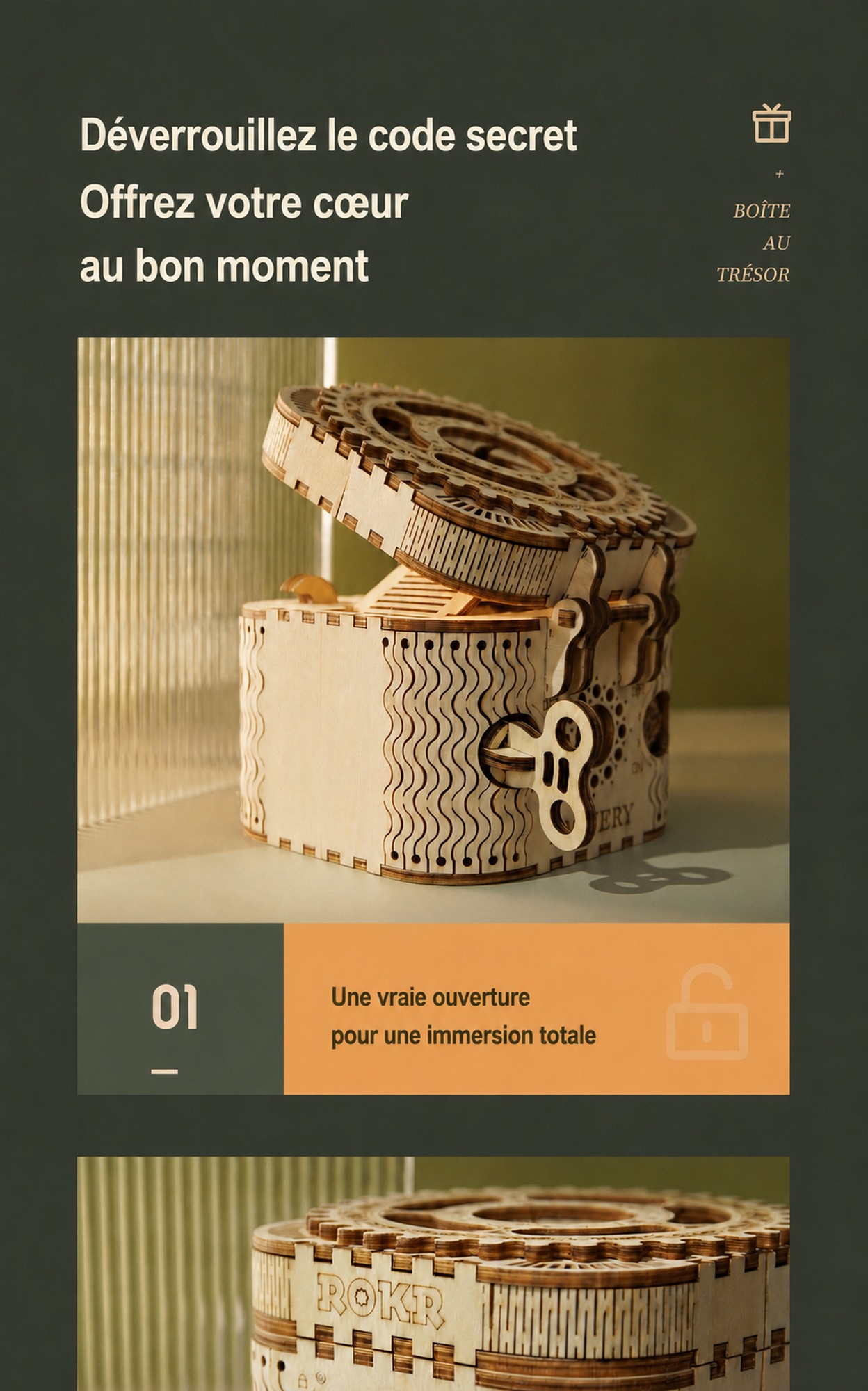 ROKR Treasure Box - puzzle 3D en bois LK502, affiche principale du produit