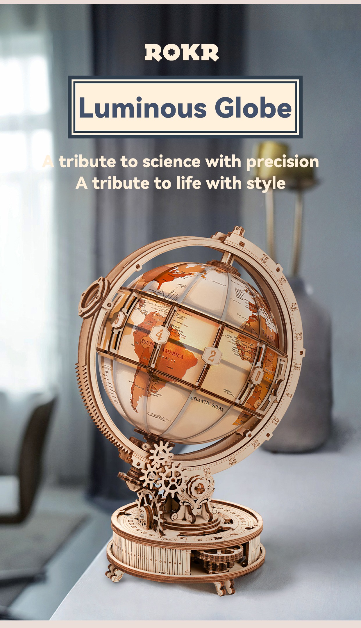 ROKR Luminous Globe presentation affiche avec electric version model