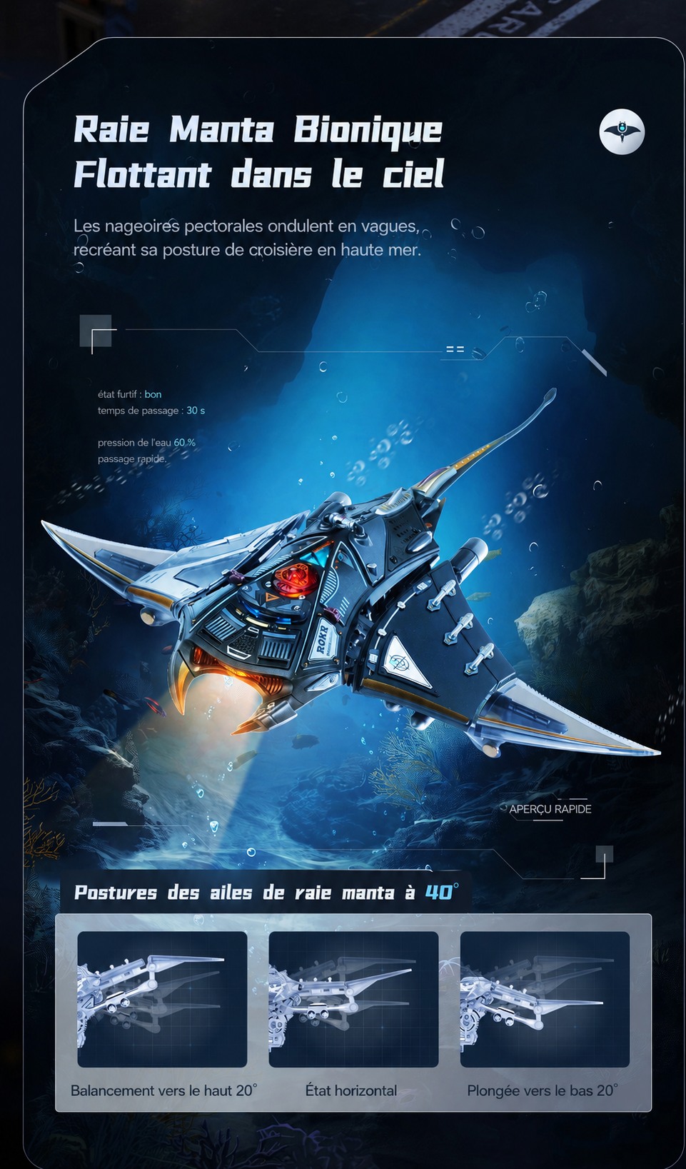 ROKR Manta Ray - kit puzzle 3D mecanique MI06, visuel de detail 2