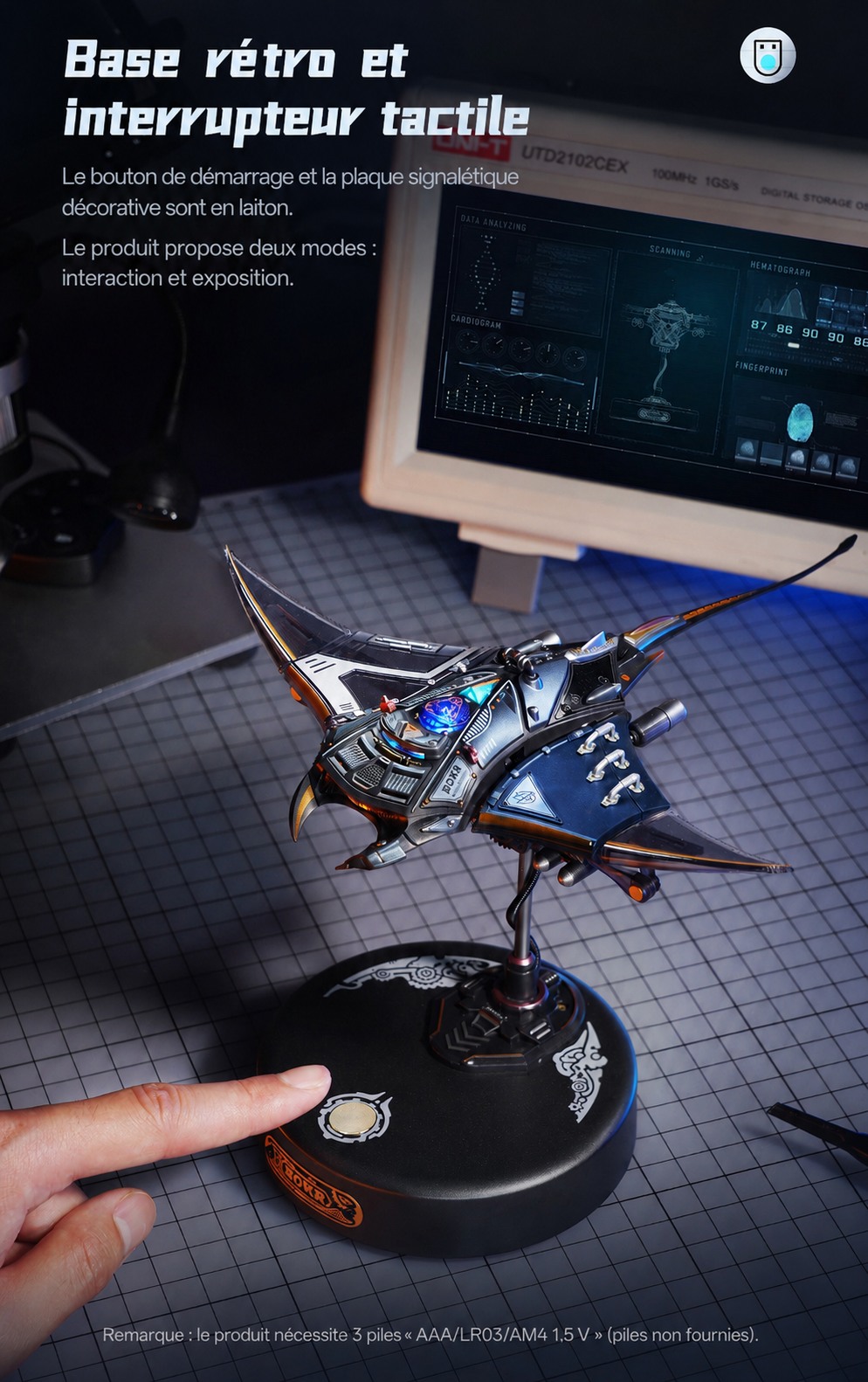 Manta Ray retro base avec touch switch presentationed by het