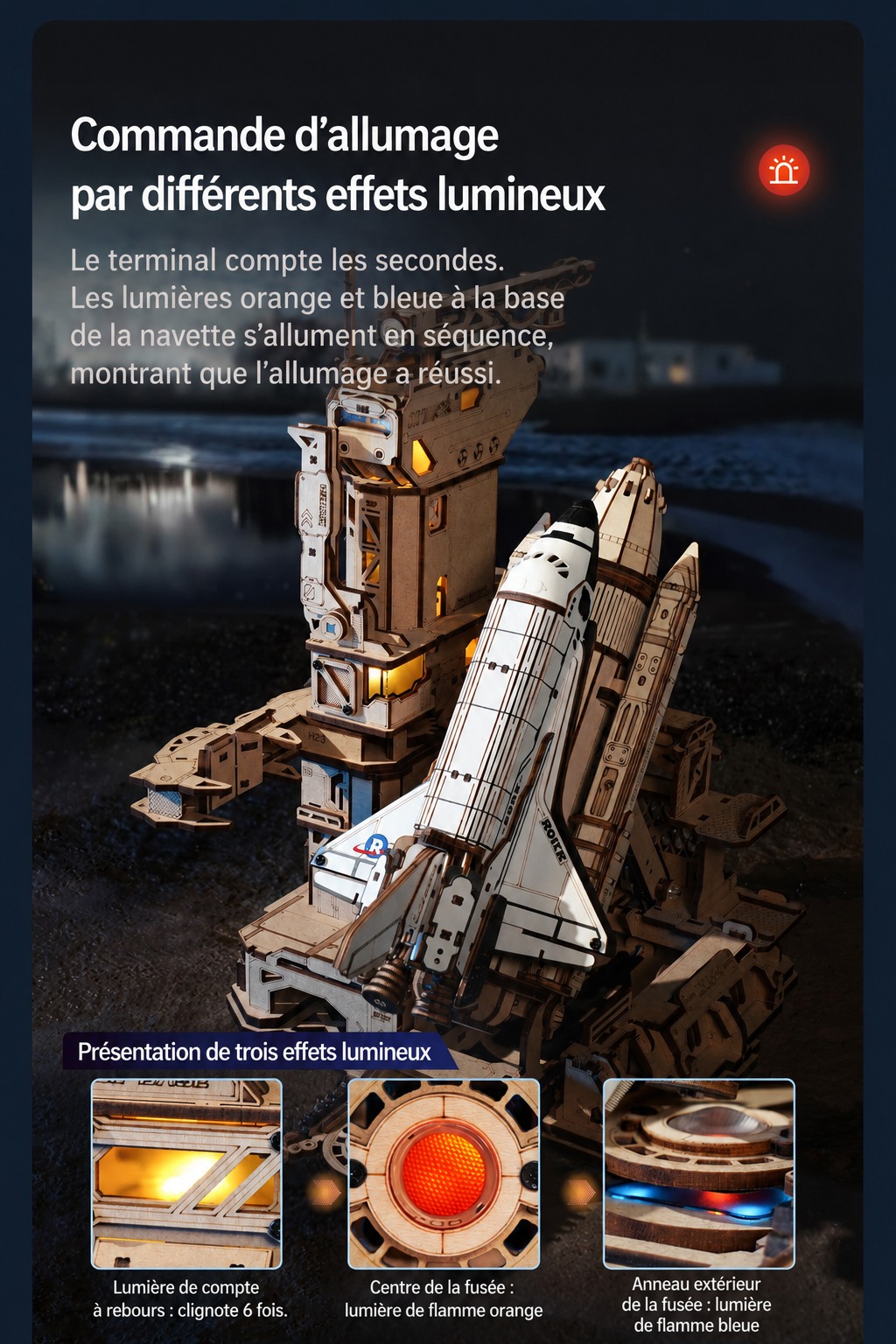 Space Shuttle tower ignition command with switchable lights