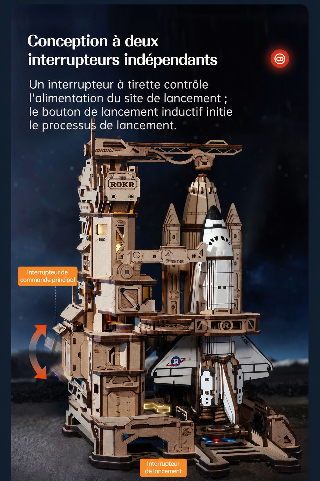 Space Shuttle independent two-switch design for power and tower lights