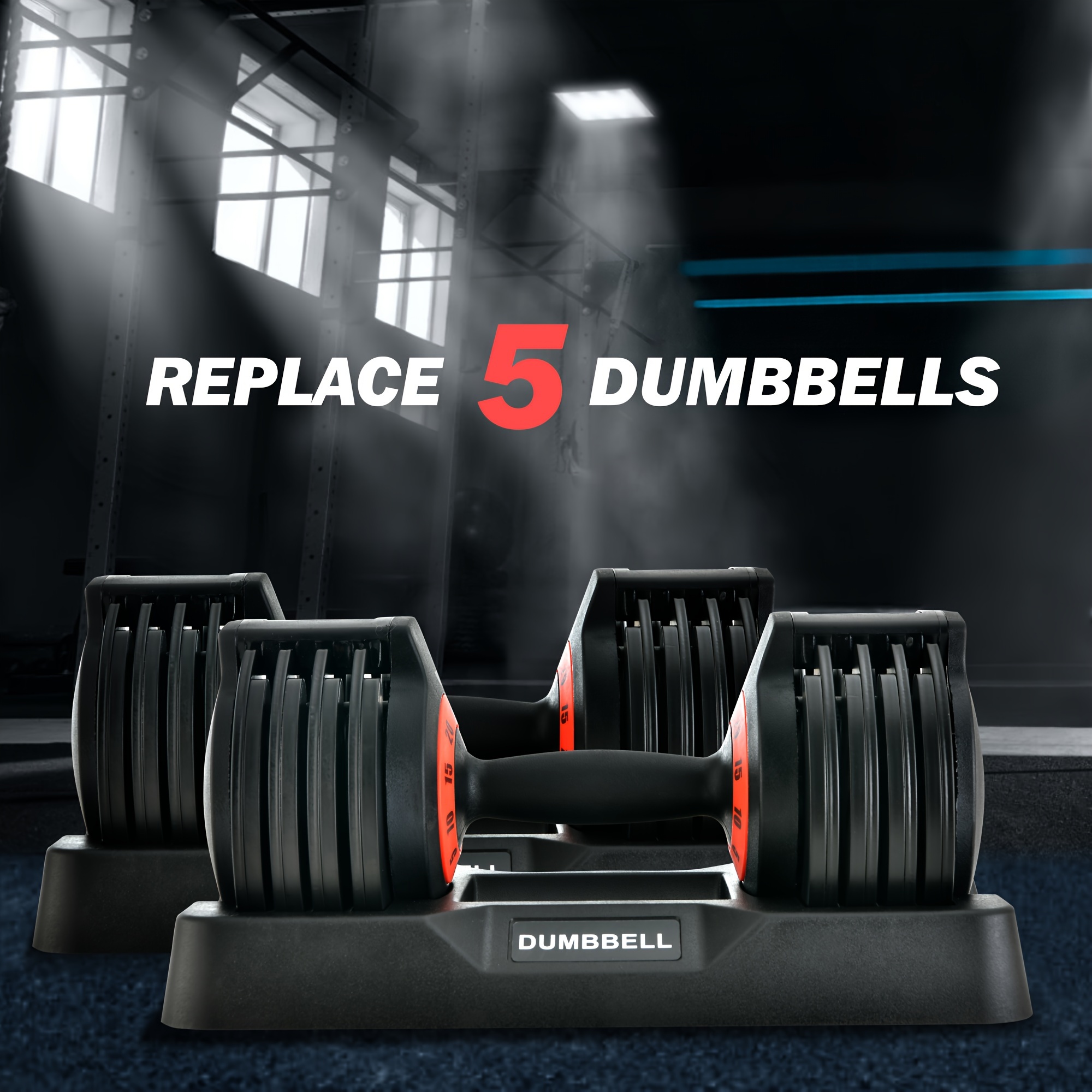  Black Dumbbells,55 Lbs Pair Adjustable Dumbbell 