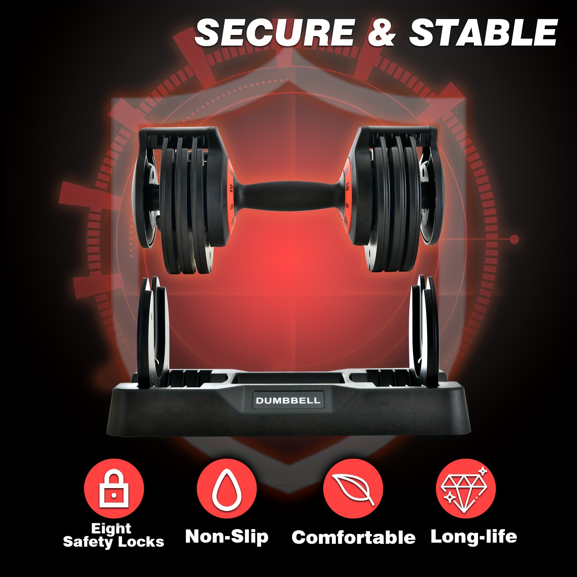  Black Dumbbells,55 Lbs Pair Adjustable Dumbbell 