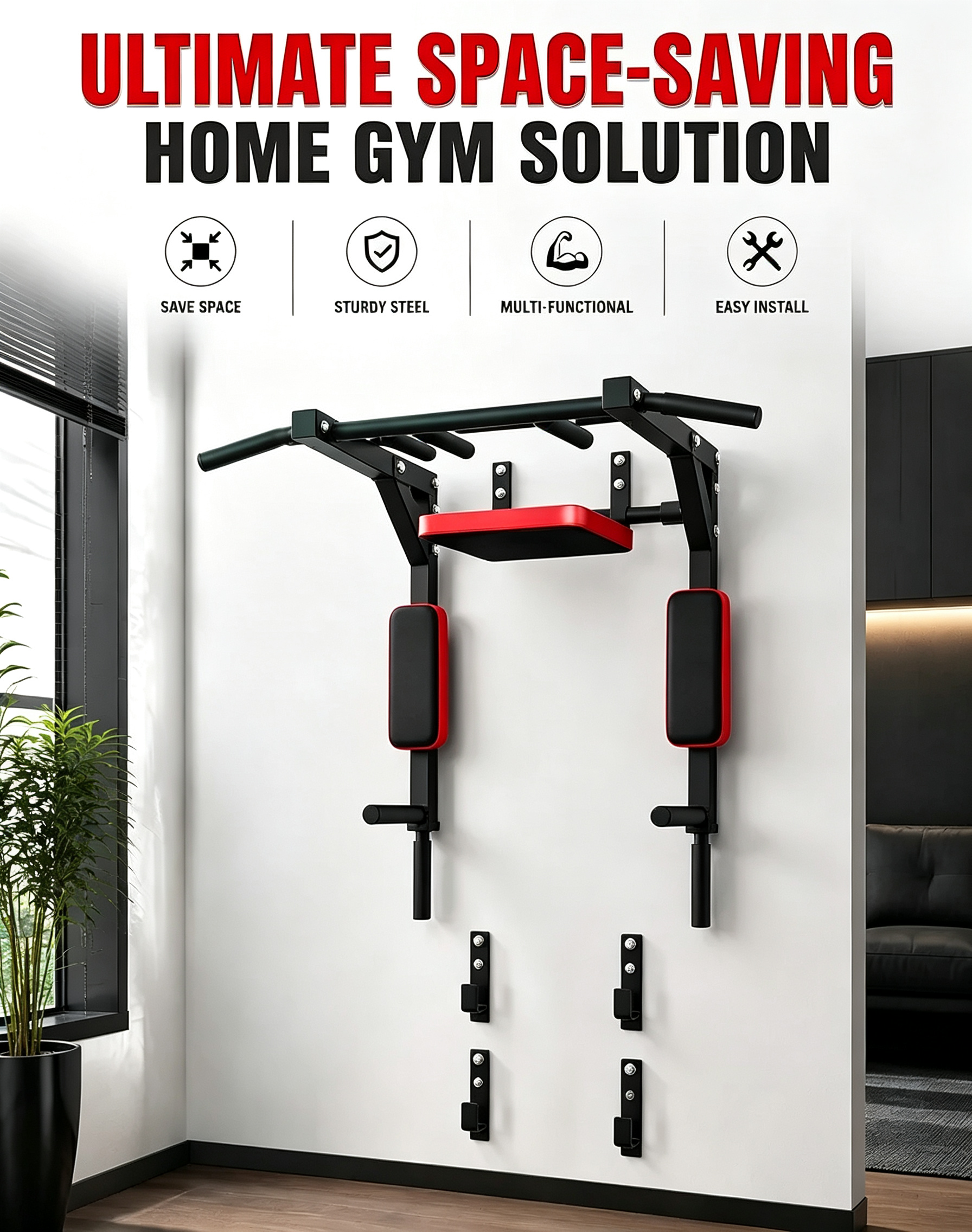 Wall-mounted home fitness equipment
