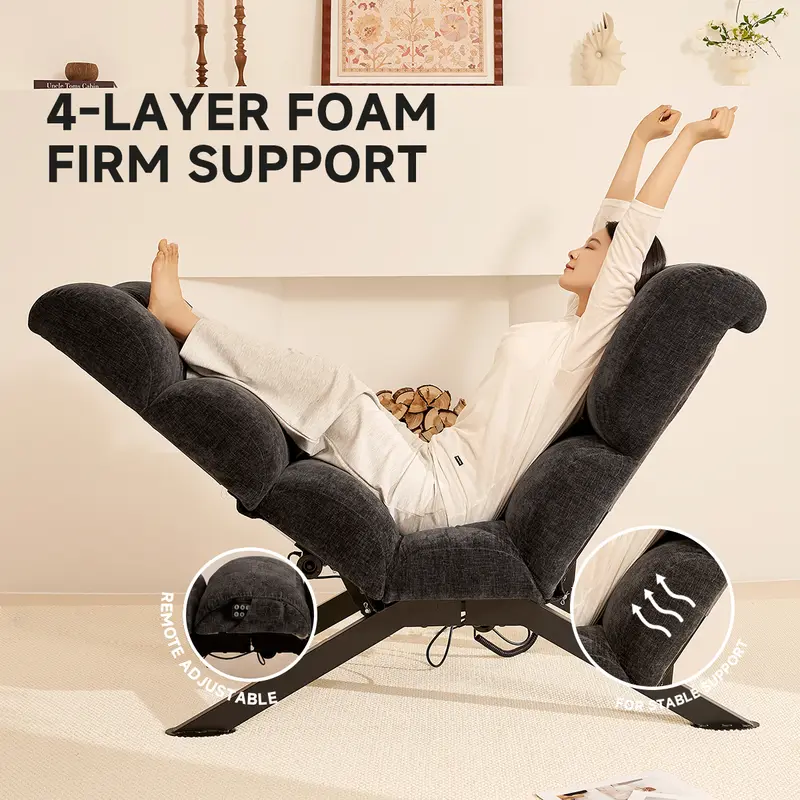 82.7" Dynamic Stretch Lounger, Electric Adjustable Yoga Chair with Customizable Positions & Multi-Layer Foam